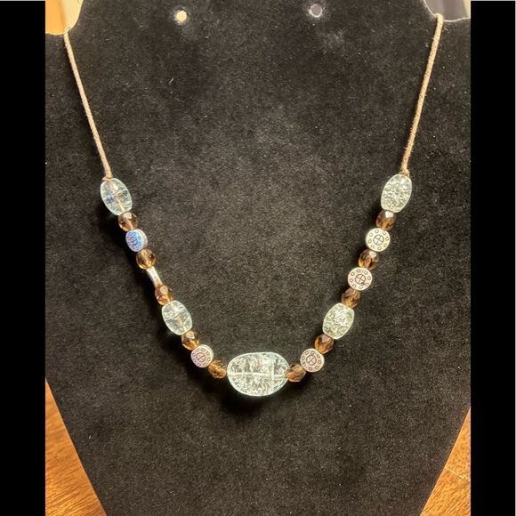 Lia Sophia Necklace Brown / Silver Tone 18inch Chain - Picture 1 of 4